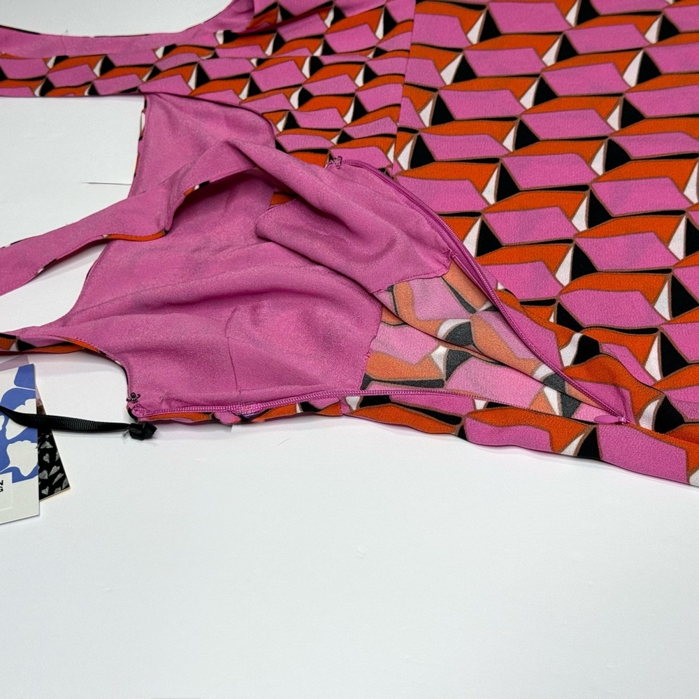 Diane Von Furstenberg Pink and Orange Geometric Dress - Picture 5 of 5